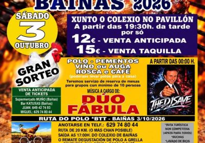 Cartel de Polo a Brasa Baíñas 2026, el 3 de octubre en Baíñas, Vimianzo