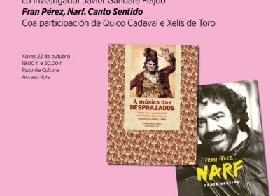 Cartel de la presentación de A música dos desprazados y Fran Pérez NARF. Canto sentido, FIOT 2026 en Carballo