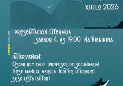 Cartel de la presentación literaria de Travesía, de Suso Lista, en A Ribeiriña de Corme