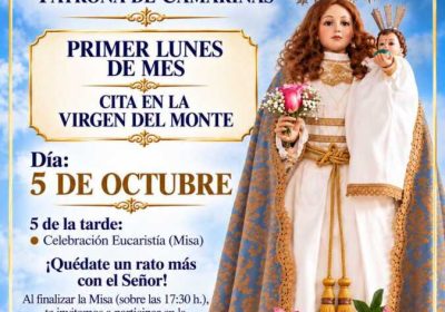 Cartel de la cita del primer lunes de octubre con la Virgen del Monte en Camariñas, 5 de octubre de 2026