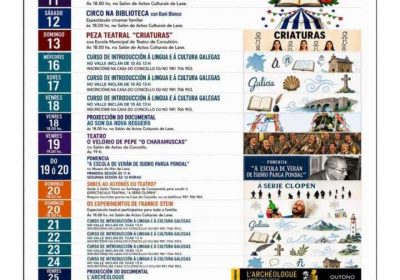 Cartel da programación cultural de Laxe en setembro de 2026