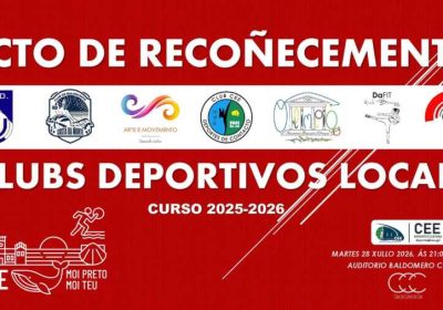 Cartel del acto de reconocimiento a los clubes deportivos locales de Cee del curso 2025-2026