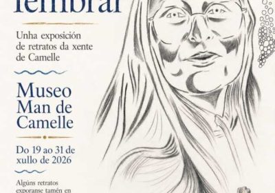 Cartel de la exposición Retratos para lembrar en el Museo Man de Camelle