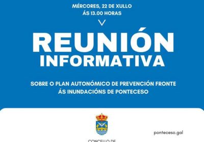Cartel de la reunión informativa sobre el plan autonómico de prevención frente a las inundaciones de Ponteceso