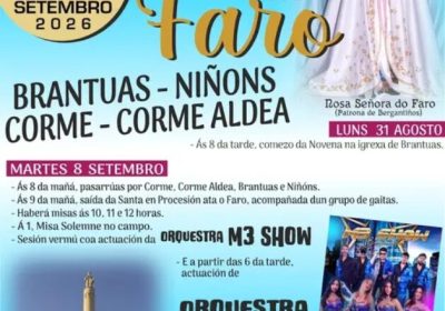 Cartel de la Romaría da Virxe do Faro 2026 en Brantuas, Ponteceso