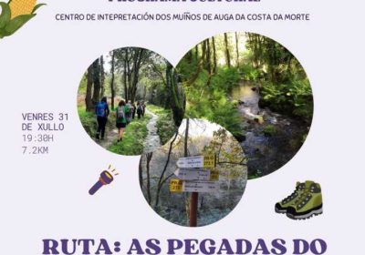 Cartel de la ruta As Pegadas do Bradoso del programa Xira a Moa en Cumiáns, A Laracha
