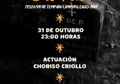 Cartel de Samaín y fiesta de fin de temporada en Camping Lago-Mar, Muxía