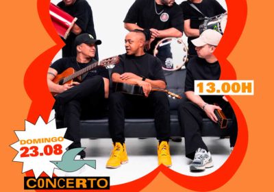 Cartel del concierto de Samba dos Amigos en Camping Lago-Mar el domingo 23 de agosto de 2026