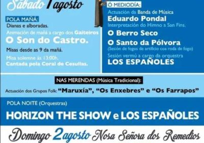 Cartel de San Fins do Castro 2026, celebrado los días 1 y 2 de agosto en San Fins do Castro, Cesullas