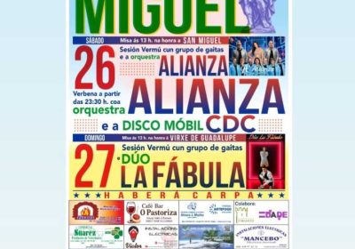 Cartel de las fiestas de San Miguel de Treos 2026, con programación del 26 y 27 de septiembre
