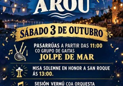 Cartel de las fiestas de San Roque 2026 en Arou, Camariñas