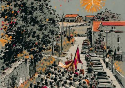 Cartel de la celebración de San Roque de Xaviña con sesión vermú de Abrindo Rejo