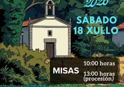 Cartel de la celebración de Santa Mariña 2026 en Santa Mariña, Muxía, con misas, procesión y música
