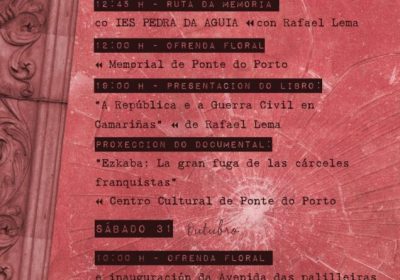 Cartel de Sementando Memoria, actividades de memoria histórica en Camariñas los días 30 y 31 de octubre de 2026