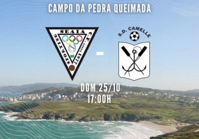 Cartel del partido Sporting Seaia CF – SD Camelle, jornada 7 de Tercera Futgal A Costa, el 25 de octubre de 2026 en Malpica.