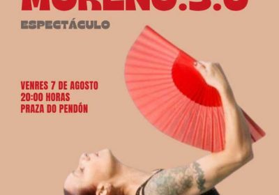 Cartel del espectáculo Sue Moreno.5.0 en la Praza do Pendón, Cabana de Bergantiños