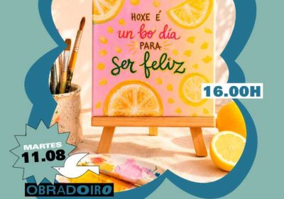 Cartel del Obradoiro Creatividade na Natureza con Inma Gregorio en Lagomar Camping, el 11 de agosto a las 16:00 horas