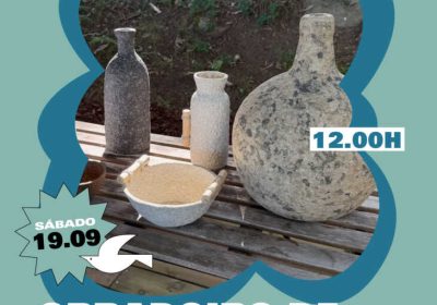 Cartel del obradoiro de papel maché con Zolas en Lago-Mar Camping