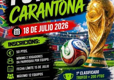 Cartel del Torneo de Fútbol 7 de Carantoña, el 18 de julio de 2026