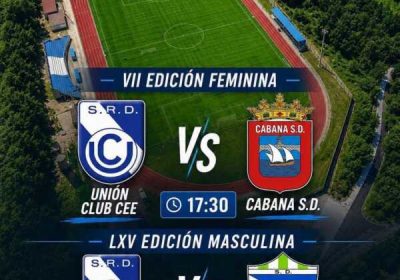 Cartel del Trofeo Xunqueira 2026 en el Campo Municipal San Paio de Refoxos, con partidos femenino y masculino del Unión Club Cee.
