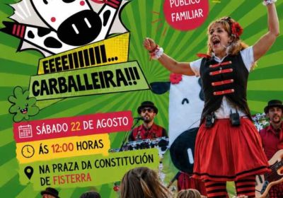 Cartel de Uxía Lambona e a Banda Molona en Fisterra, espectáculo familiar de música, baile e humor