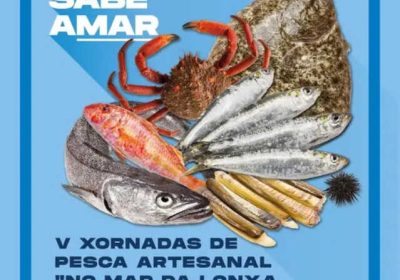 Cartel de las V Xornadas de Pesca Artesanal No mar da Lonxa de Laxe, 8 y 9 de agosto de 2026
