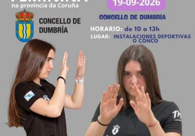 Cartel del V Seminario intensivo de defensa personal femenina en Dumbría, 19 de septiembre de 2026