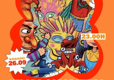 Cartel de la velada cabareteira titiriteira con Unima e invitadas en Lago-Mar Camping