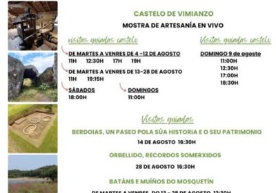 Cartel de Vimianzo 2026 con visitas guiadas al Castillo de Vimianzo y rutas por el patrimonio del municipio