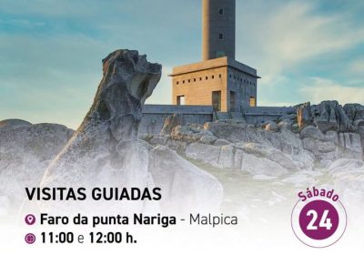 Cartel das visitas guiadas ao faro de Punta Nariga en Malpica, Xornadas Europeas do Patrimonio 2026