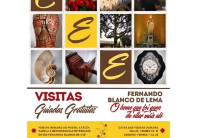 Cartel de las visitas guiadas gratuitas al Museo Fernando Blanco de Cee