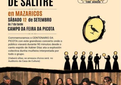 Cartel do concerto de Xabier Díaz e Adufeiras de Salitre en Mazaricos, 12 de setembro de 2026