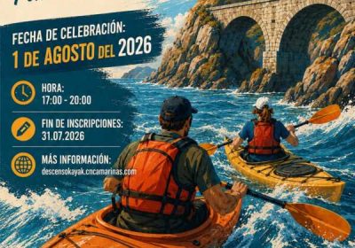 Cartel del XII Descenso en Kayak entre Ponte do Porto y Camariñas el 1 de agosto de 2026