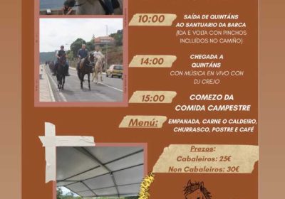 Cartel de la XIV Xuntanza de Cabaleiros de Quintáns, en Muxía, el 5 de septiembre de 2026