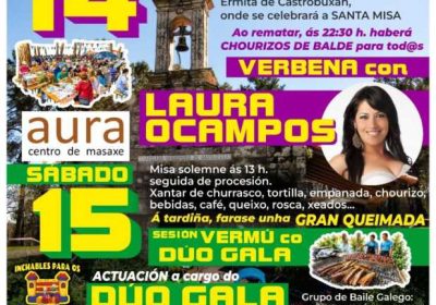 Cartel de la XVI Merenda Campestre de Castrobuxán, en Vimianzo, los días 14 y 15 de agosto de 2026