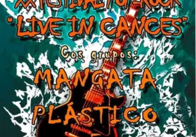Cartel del XX Festival Pop-Rock Live in Cances 2026 con Mangata, Plástico y Máxica