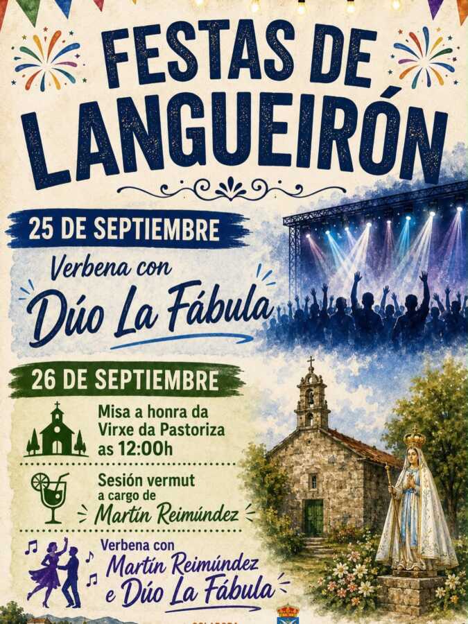 Cartel de las Festas da Virxe da Pastoriza 2026 en Langueirón, Ponteceso