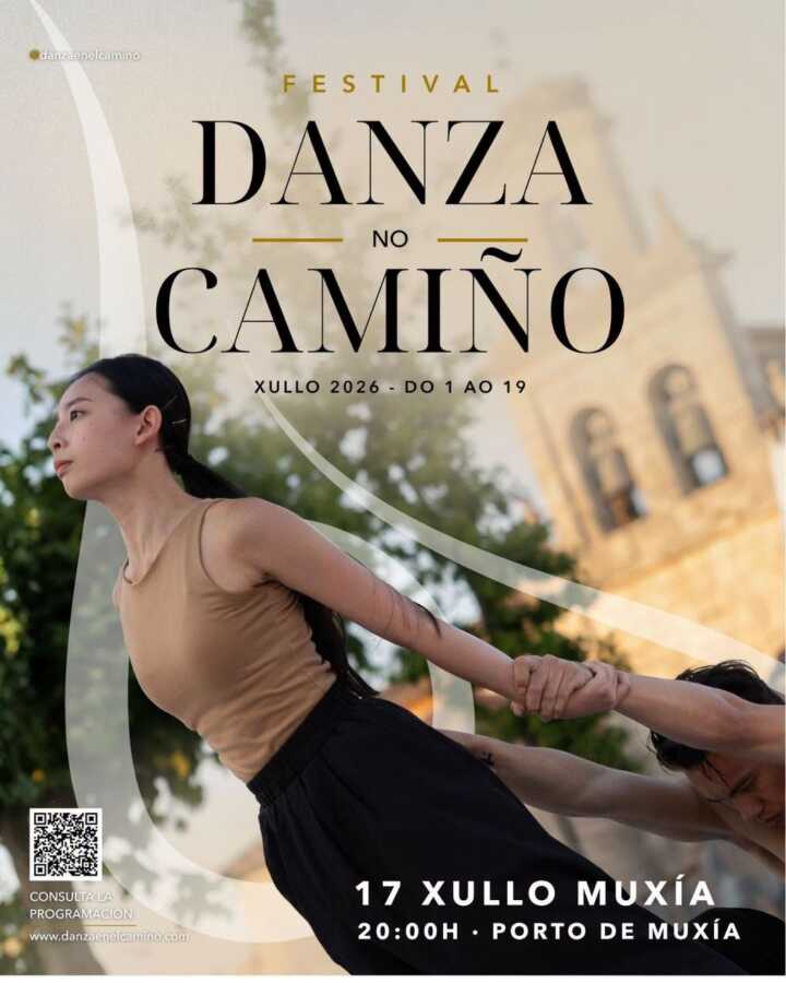 Cartel del Festival Danza no Camiño en el Porto de Muxía el 17 de julio de 2026