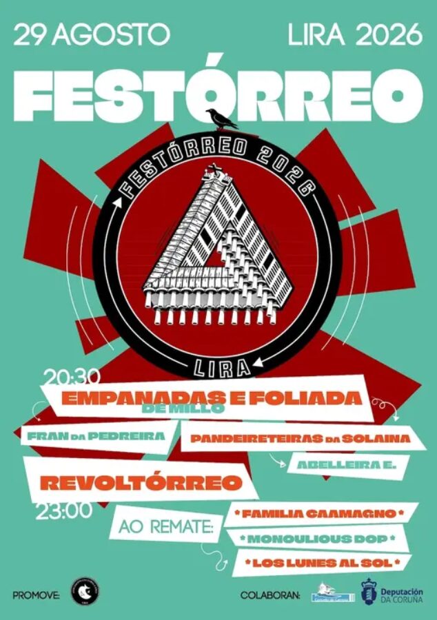 Cartel del Festórreo 2026 en Lira, Carnota, el 29 de agosto de 2026
