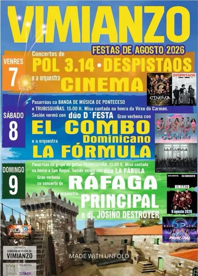 Cartel de las Fiestas de Agosto 2026 de Vimianzo