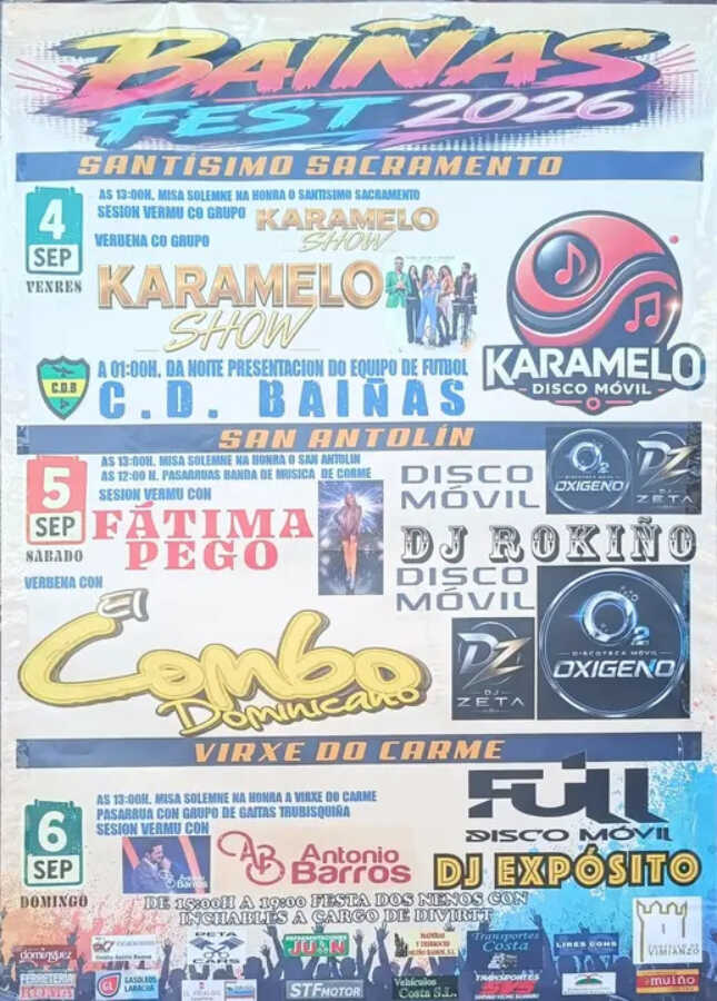 Cartel de las Fiestas de Baíñas 2026 en Vimianzo
