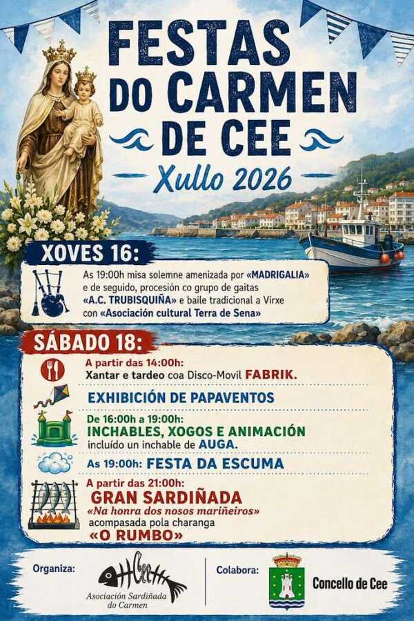 Cartel de las Festas do Carmen de Cee 2026