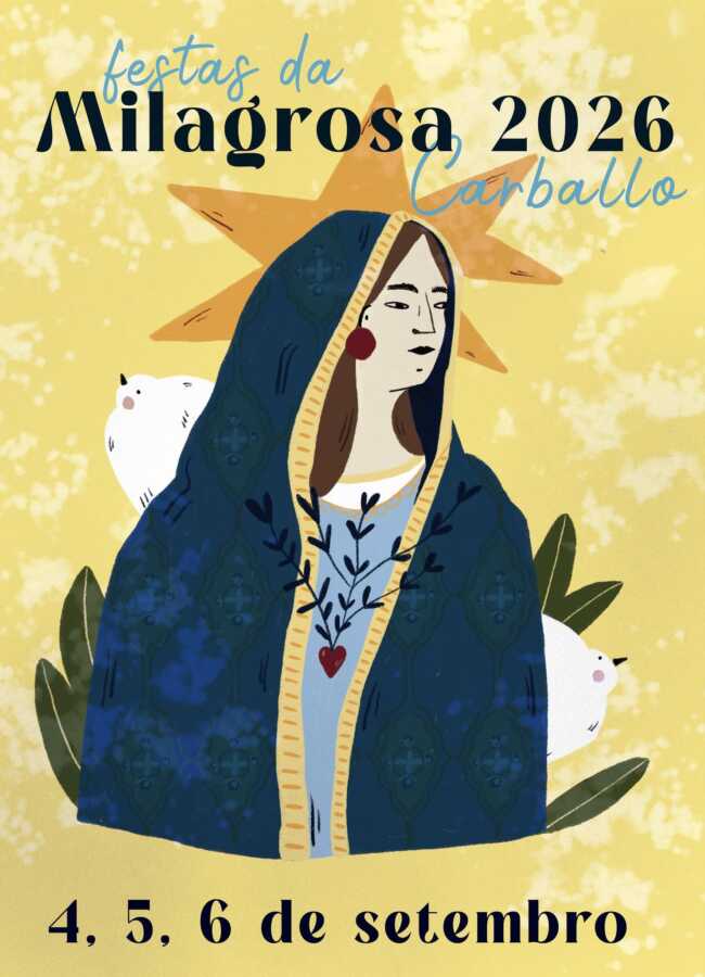 Cartel das Festas da Milagrosa 2026 en Carballo, do 4 ao 6 de setembro