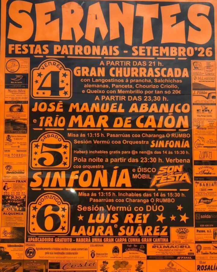Cartel de las Festas Patronais de Serantes 2026, del 4 al 6 de septiembre