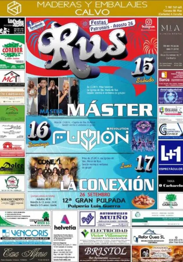 Cartel de las Fiestas Patronales de Rus 2026 en Carballo