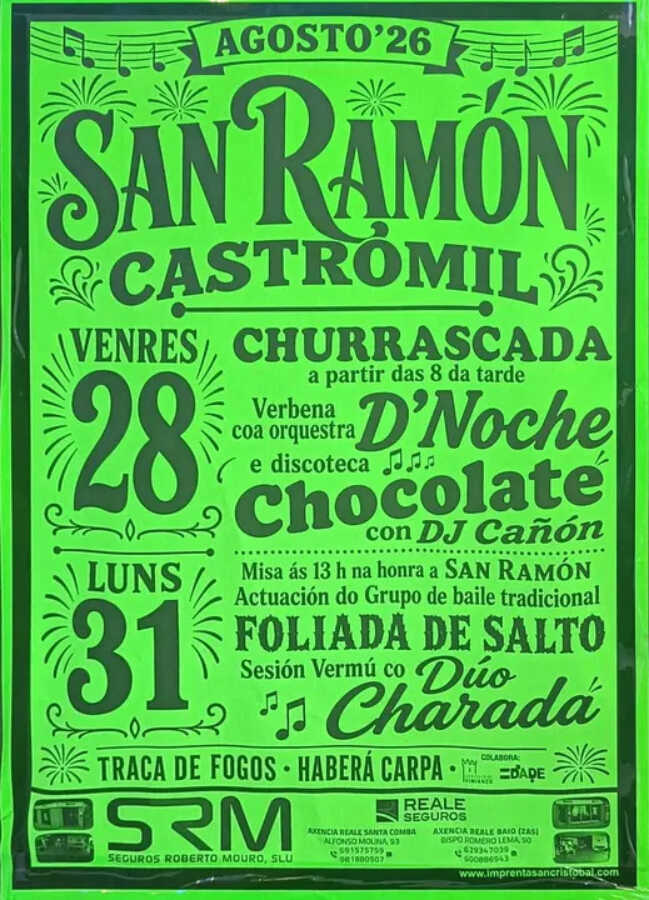 Cartel de las Fiestas de San Ramón 2026 en Castromil, Vimianzo