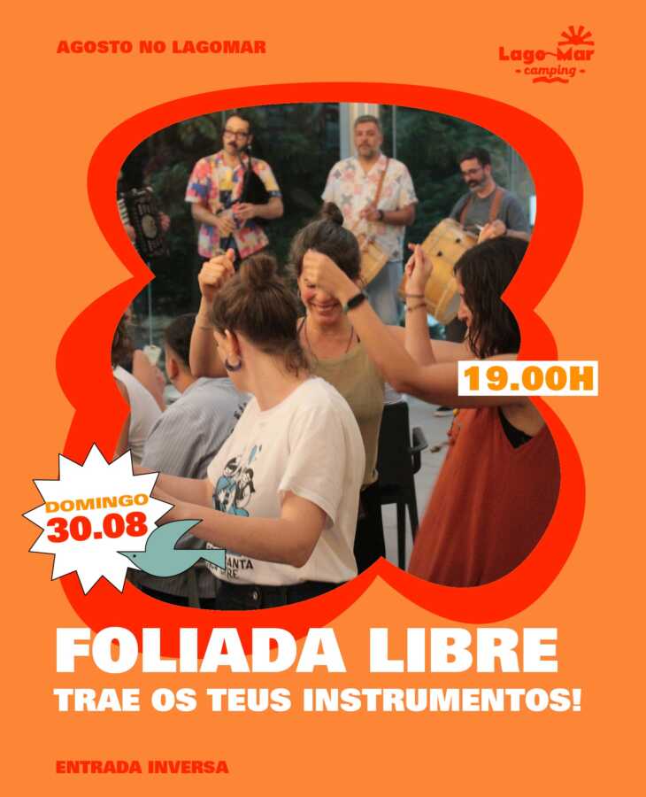 Cartel de la foliada libre en Lago-Mar Camping, 30 de agosto de 2026