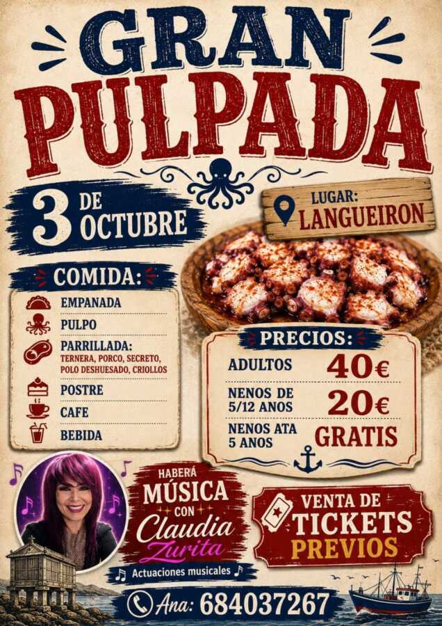 Cartel de la Gran Pulpada de Langueirón del 3 de octubre de 2026