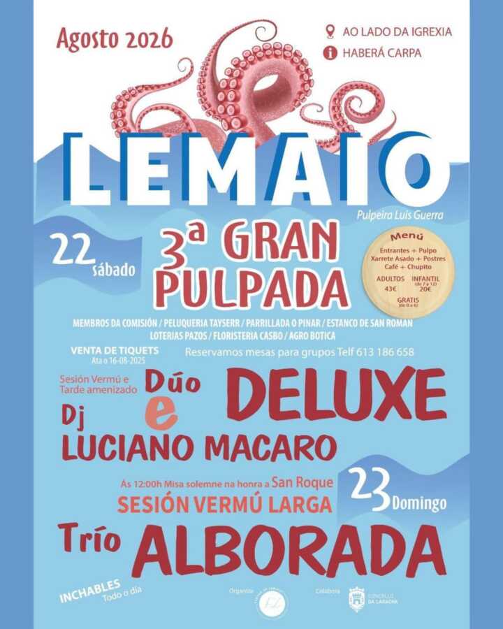 Cartel de la 3ª Gran Pulpada de Lemaio, 22 y 23 de agosto de 2026