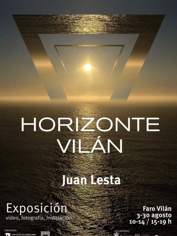 Cartel de la exposición Horizonte Vilán de Juan Lesta en el Faro Vilán, del 3 al 30 de agosto